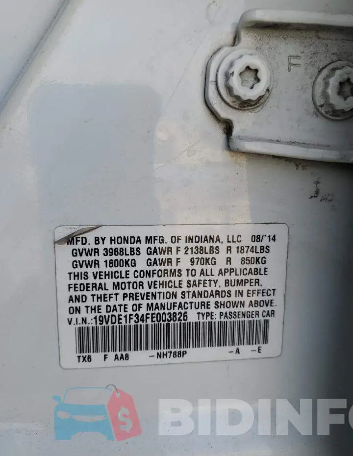 19VDE1F34FE003826 Photo# 13