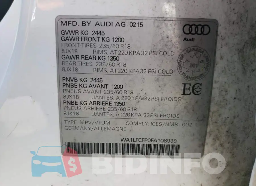 WA1LFCFP0FA108939 Photo# 13