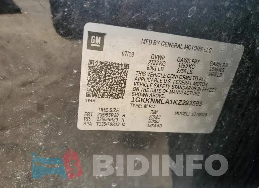 1GKKNMLA1KZ293593 Photo# 12