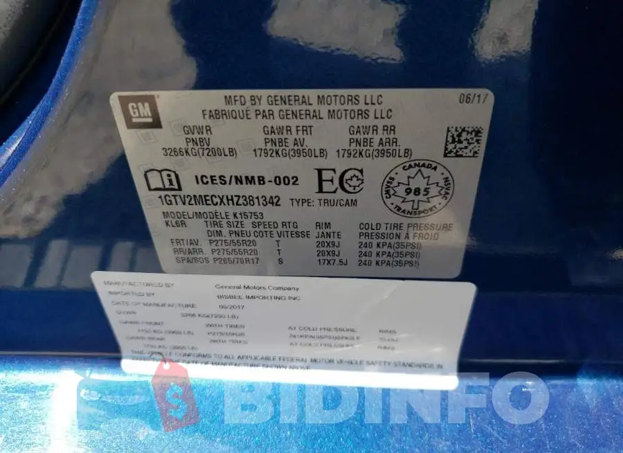 1GTV2MECXHZ381342 Photo# 12