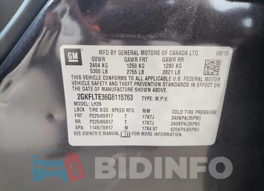2GKFLTE36G6115763 Photo# 13