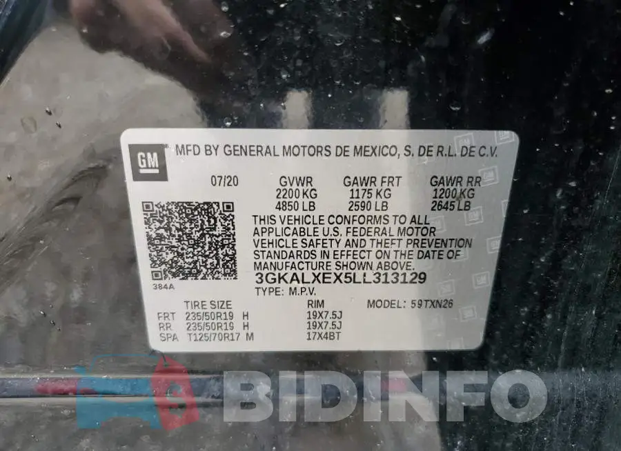 3GKALXEX5LL313129 Photo# 13