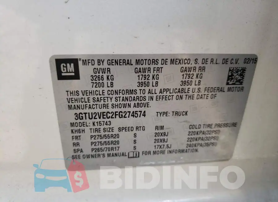 3GTU2VEC2FG274574 Photo# 12
