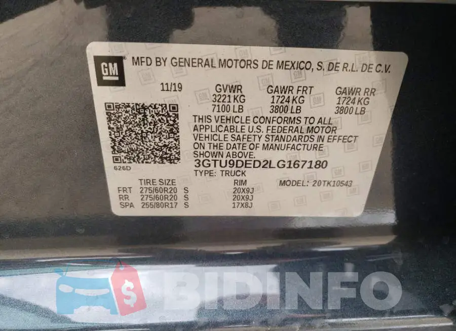 3GTU9DED2LG167180 Photo# 12