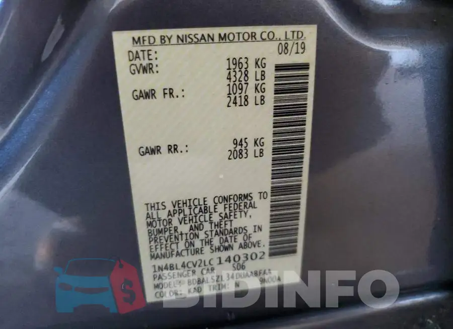 1N4BL4CV2LC140302 Photo# 12