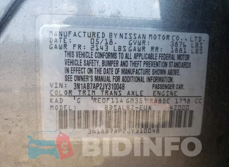 3N1AB7AP2JY310048 Photo# 12