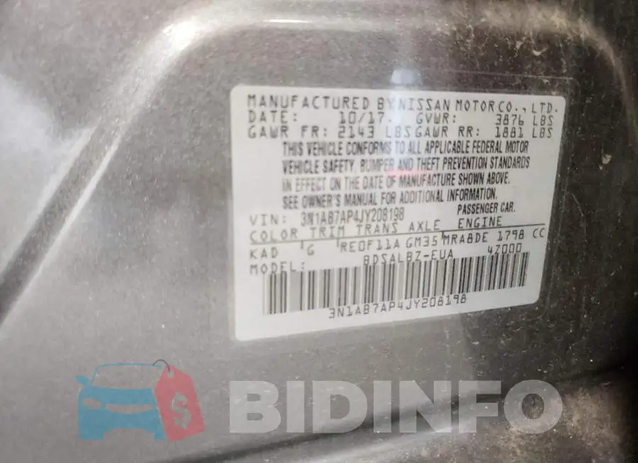 3N1AB7AP4JY208198 Photo# 12