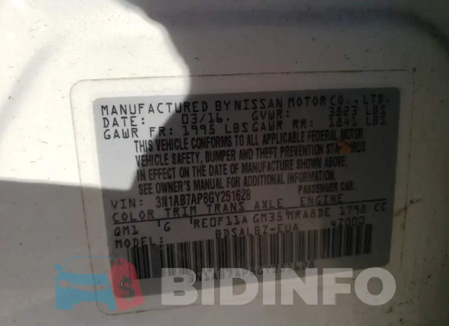 3N1AB7AP8GY251628 Photo# 10