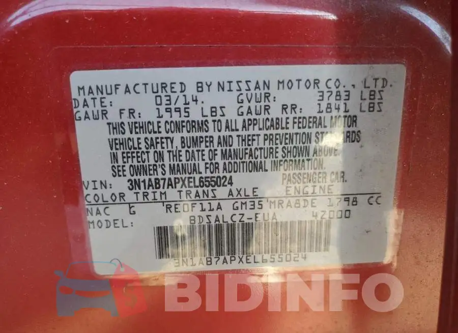 3N1AB7APXEL655024 Photo# 13