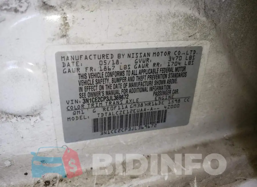3N1CE2CP3JL369672 Photo# 12