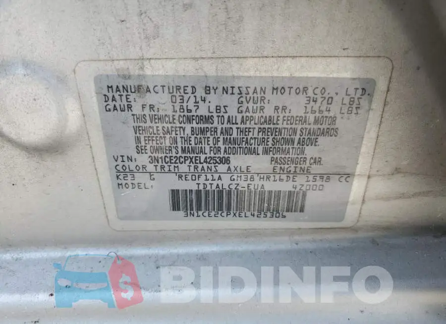 3N1CE2CPXEL425306 Photo# 12