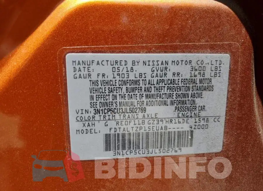3N1CP5CU3JL502769 Photo# 12