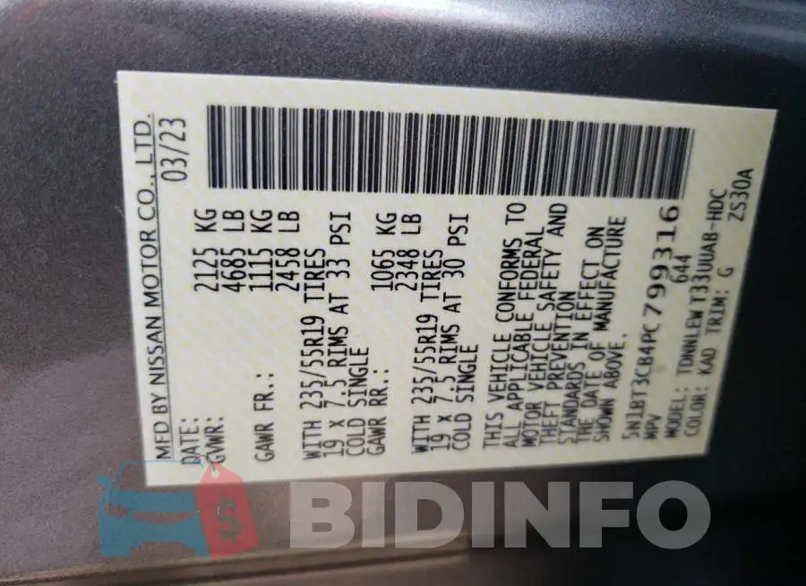5N1BT3CB4PC799316 Photo# 12