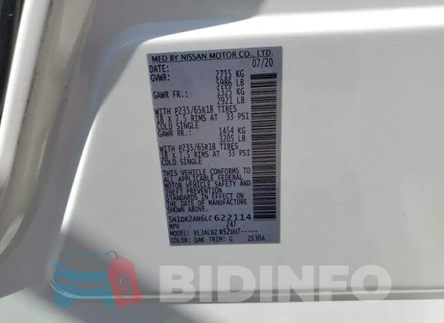 5N1DR2AN6LC622114 Photo# 14