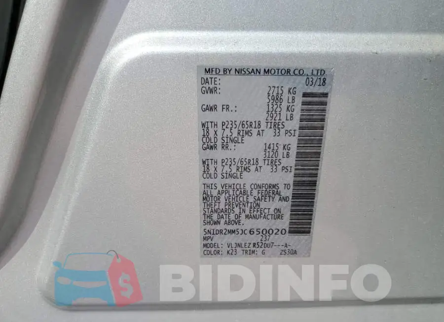 5N1DR2MM5JC650020 Photo# 13