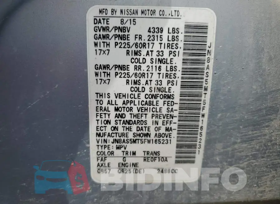 JN8AS5MT5FW165231 Photo# 13