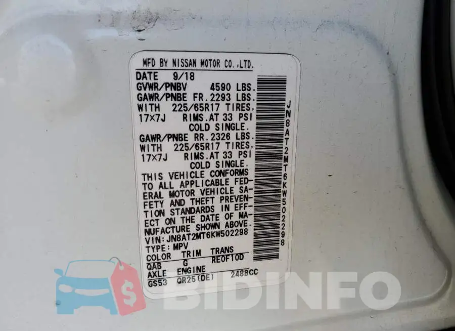 JN8AT2MT6KW502298 Photo# 13