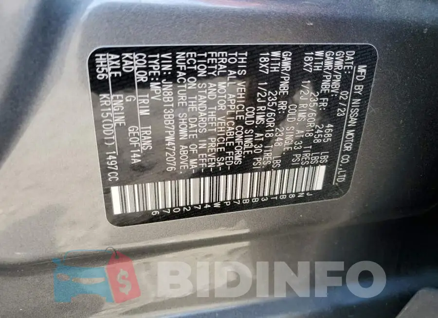 JN8BT3BB7PW472076 Photo# 12