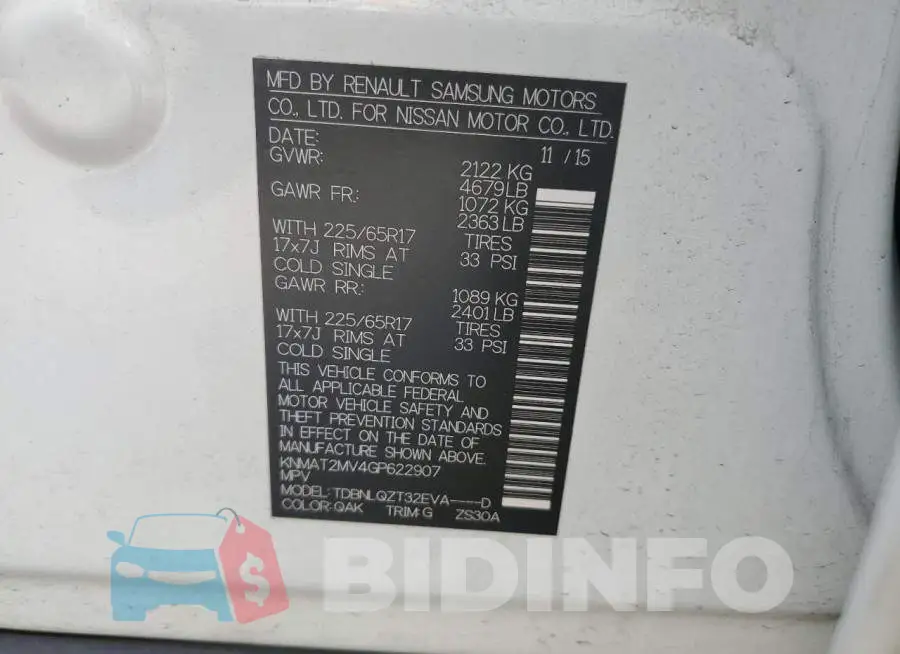 KNMAT2MV4GP622907 Photo# 12