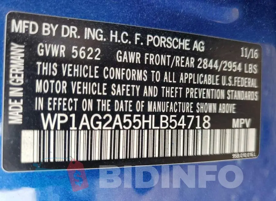 WP1AG2A55HLB54718 Photo# 13