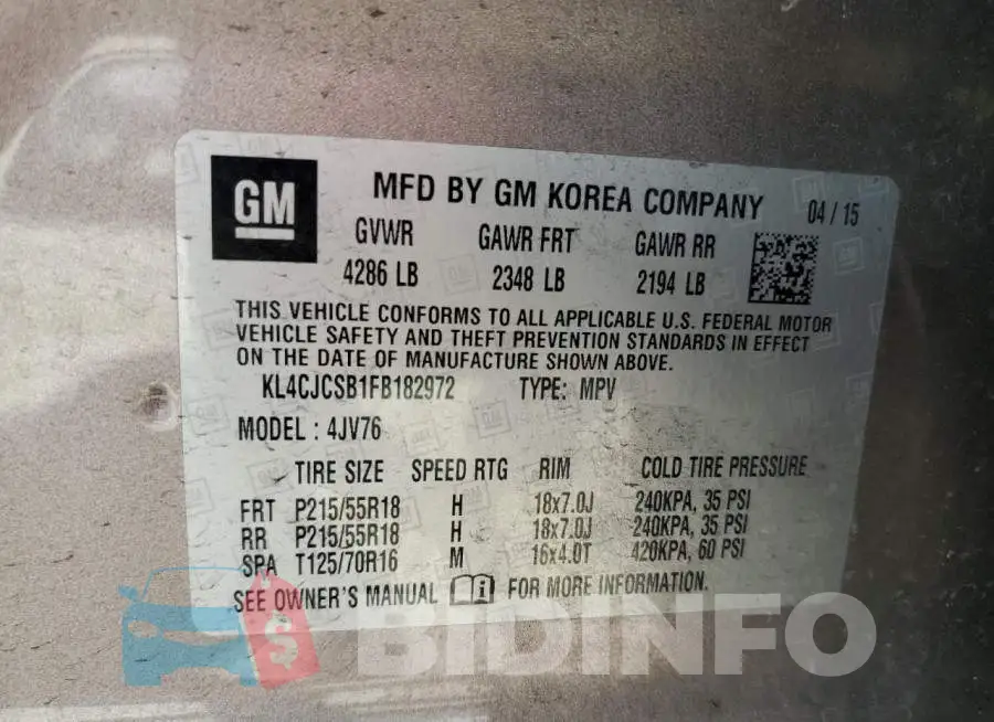 KL4CJCSB1FB182972 Photo# 13