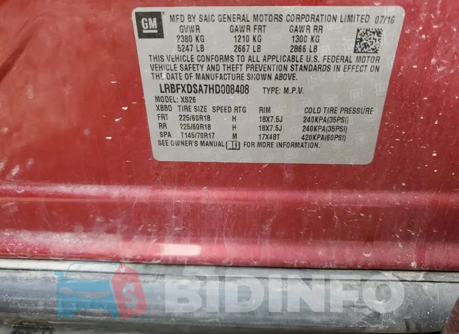LRBFXDSA7HD008408 Photo# 14