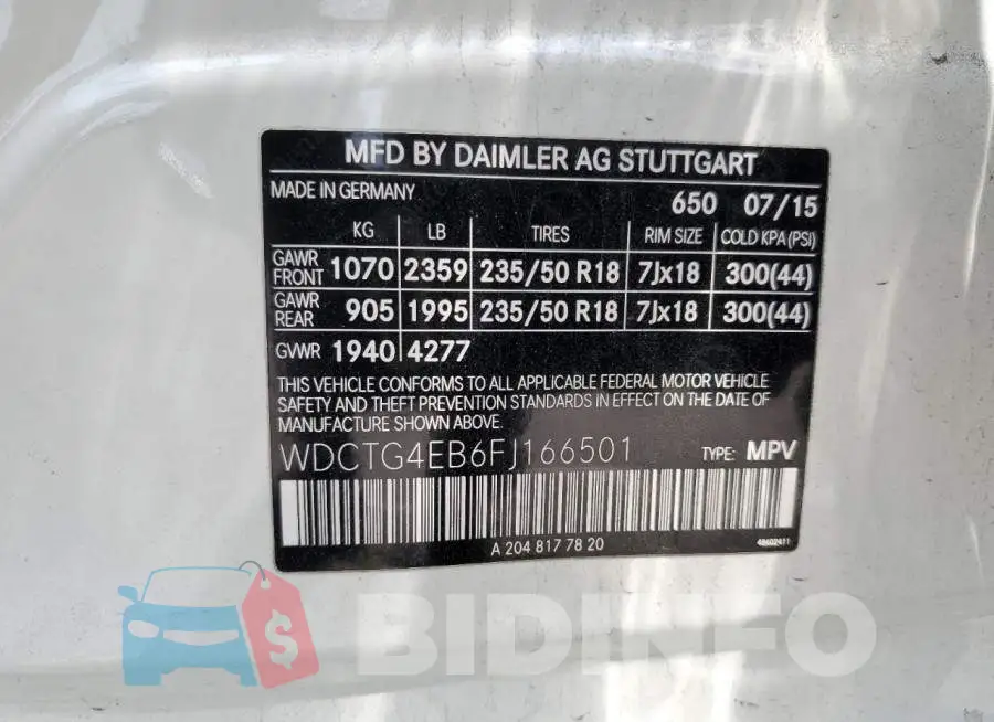 WDCTG4EB6FJ166501 Photo# 12
