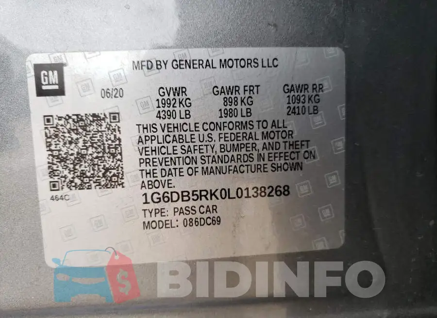 1G6DB5RK0L0138268 Photo# 12