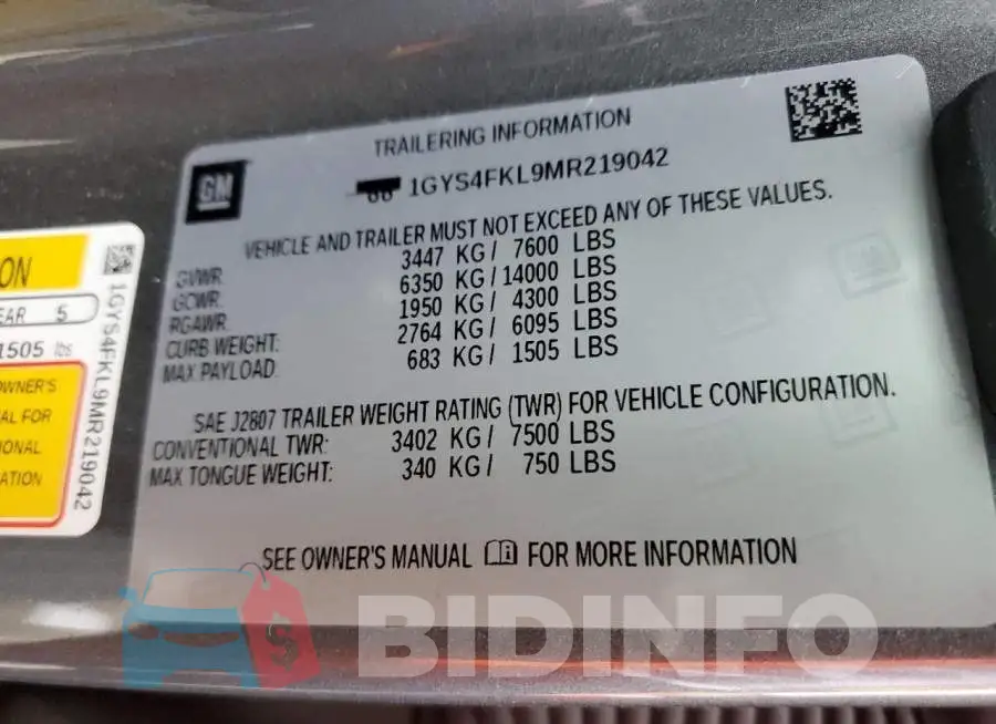 1GYS4FKL9MR219042 Photo# 12