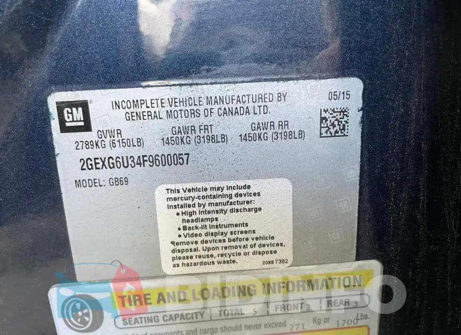 2GEXG6U34F9600057 Photo# 10