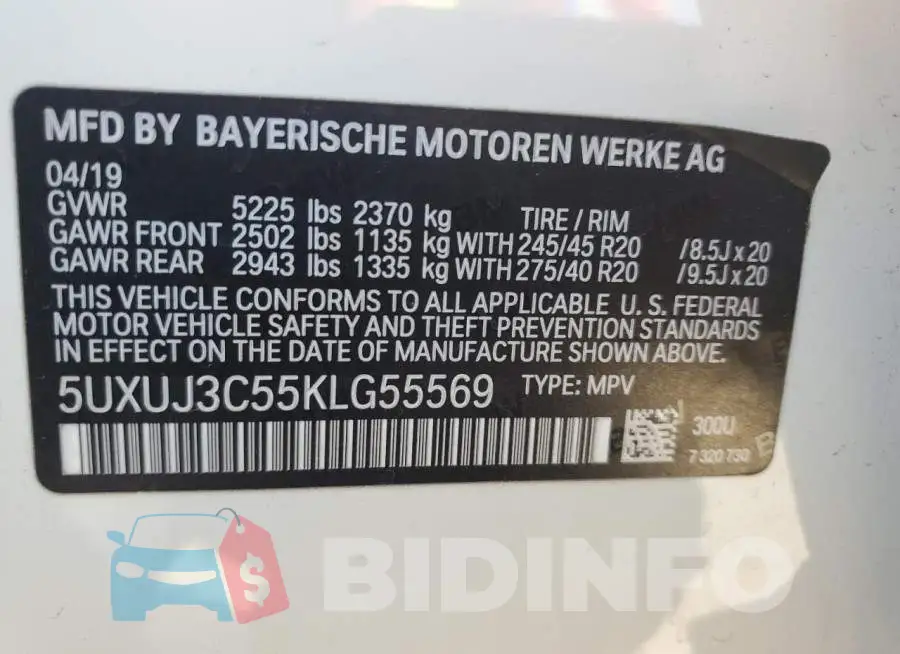 5UXUJ3C55KLG55569 Photo# 13