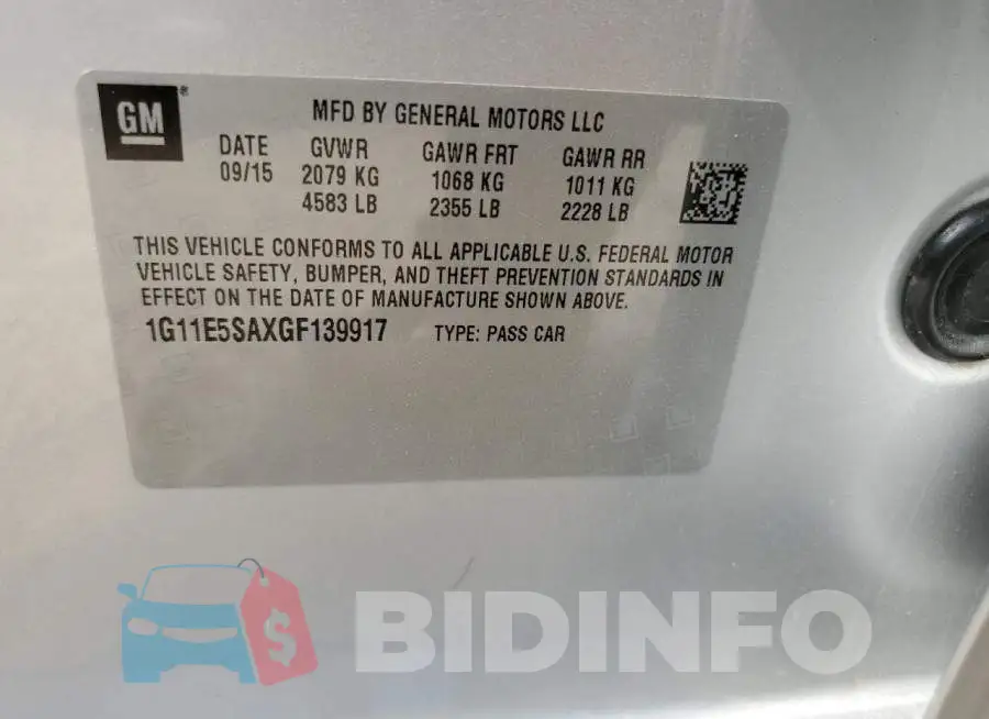 1G11E5SAXGF139917 Photo# 12