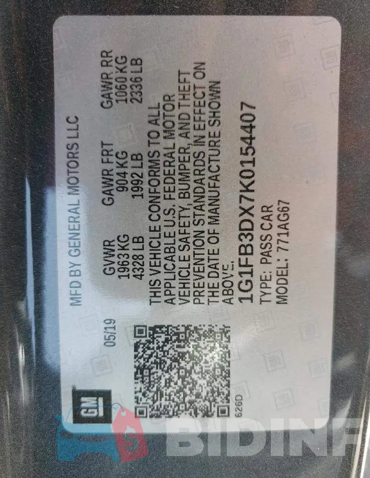 1G1FB3DX7K0154407 Photo# 12