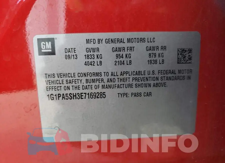 1G1PA5SH3E7169285 Photo# 12