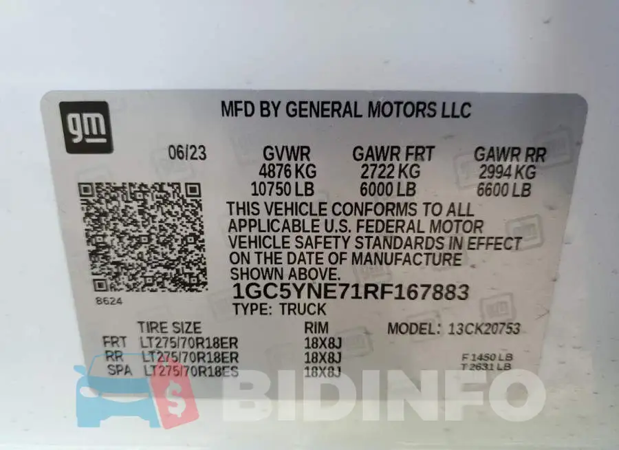 1GC5YNE71RF167883 Photo# 12