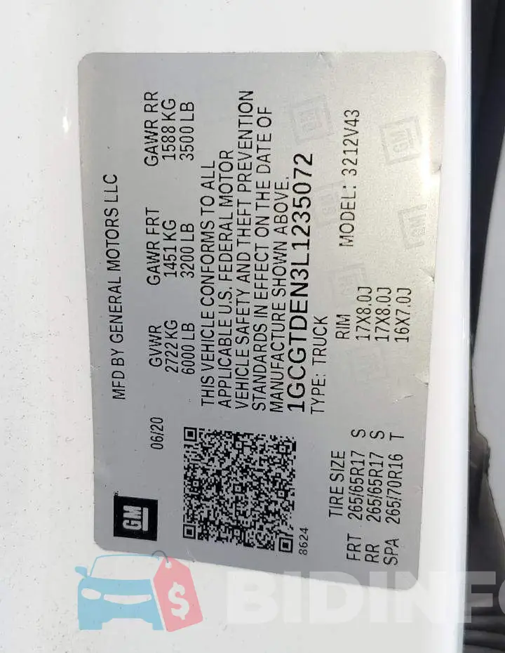 1GCGTDEN3L1235072 Photo# 13