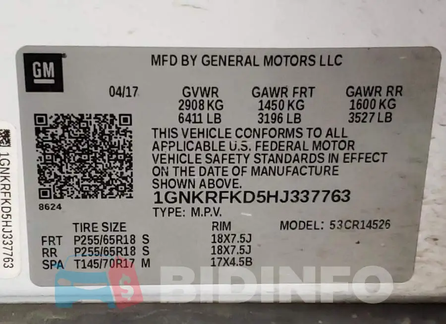1GNKRFKD5HJ337763 Photo# 13