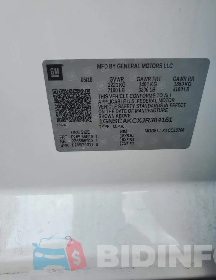 1GNSCAKCXJR384161 Photo# 13