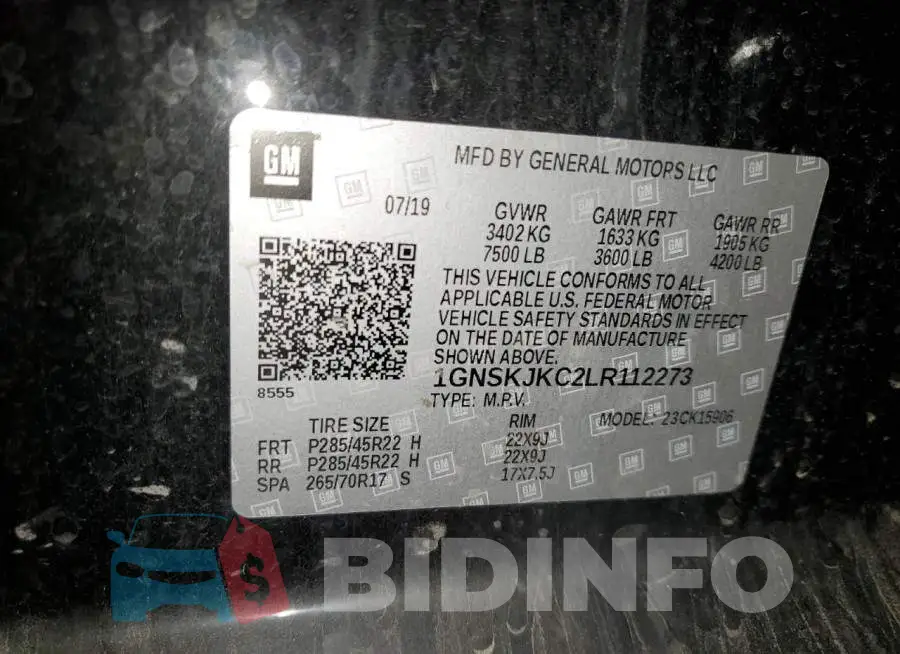 1GNSKJKC2LR112273 Photo# 14