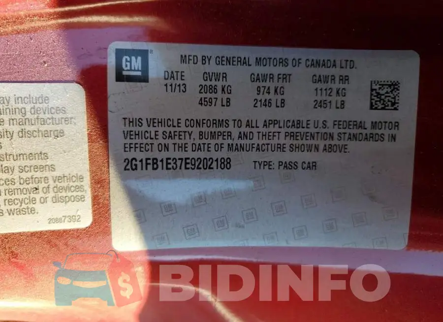 2G1FB1E37E9202188 Photo# 12