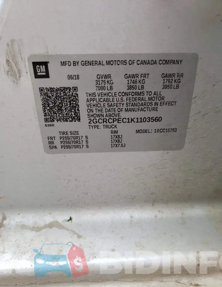 2GCRCPEC1K1103560 Photo# 12