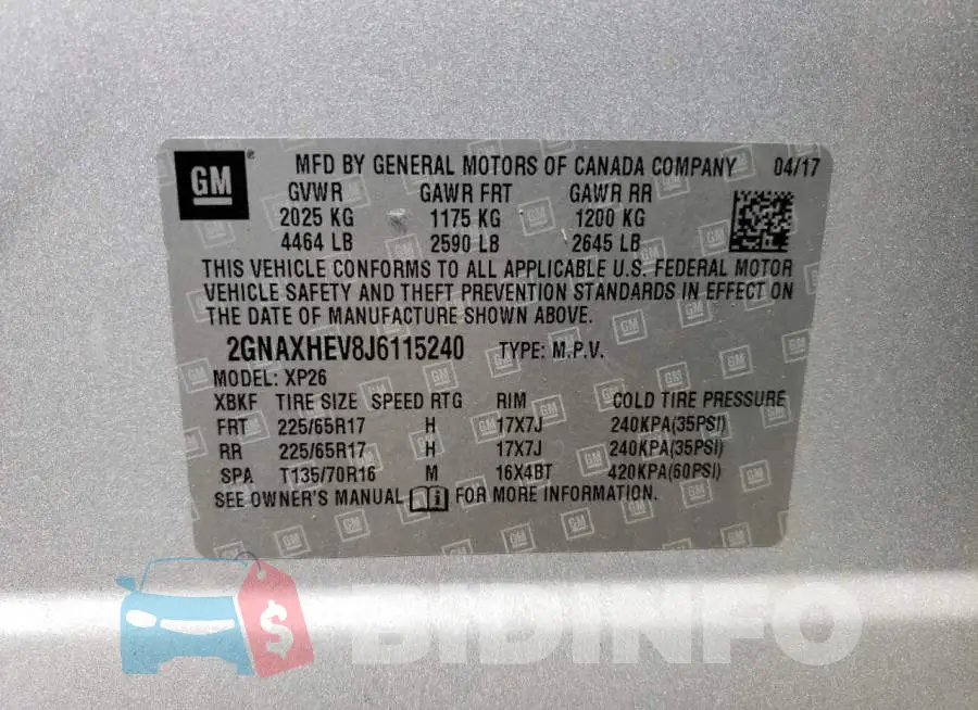 2GNAXHEV8J6115240 Photo# 13