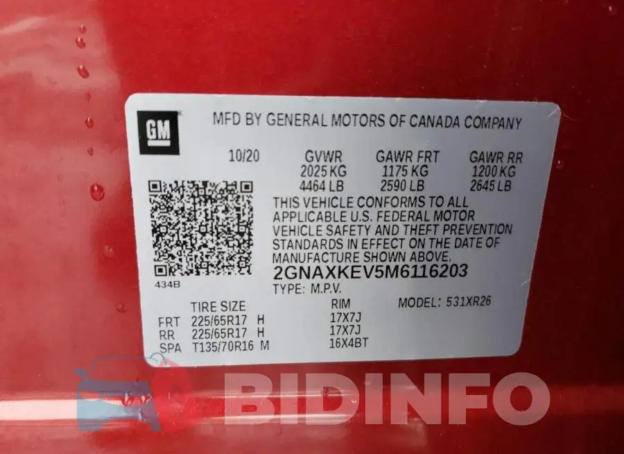 2GNAXKEV5M6116203 Photo# 13