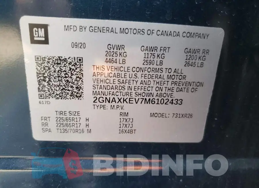 2GNAXKEV7M6102433 Photo# 13