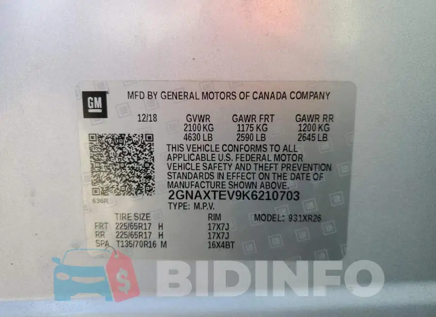 2GNAXTEV9K6210703 Photo# 13