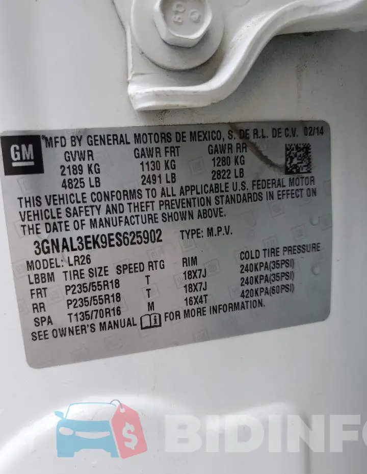3GNAL3EK9ES625902 Photo# 13