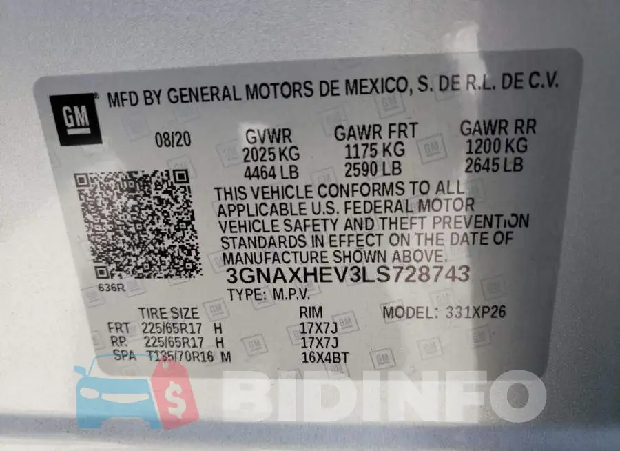 3GNAXHEV3LS728743 Photo# 12