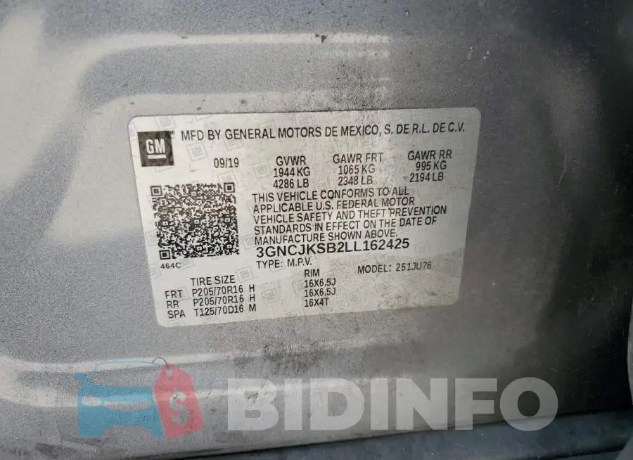 3GNCJKSB2LL162425 Photo# 13