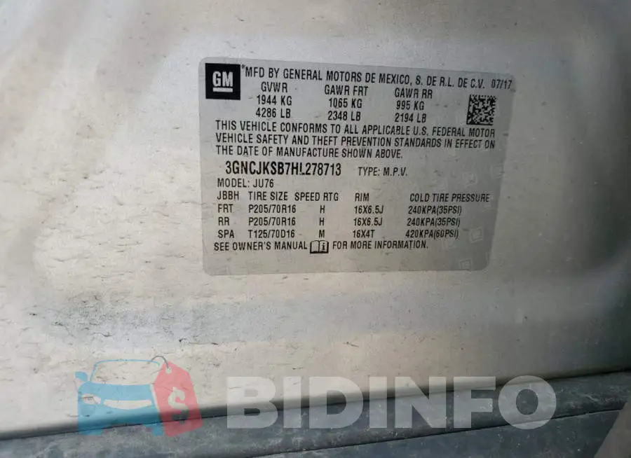 3GNCJKSB7HL278713 Photo# 13