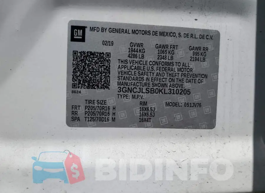 3GNCJLSB0KL310205 Photo# 12
